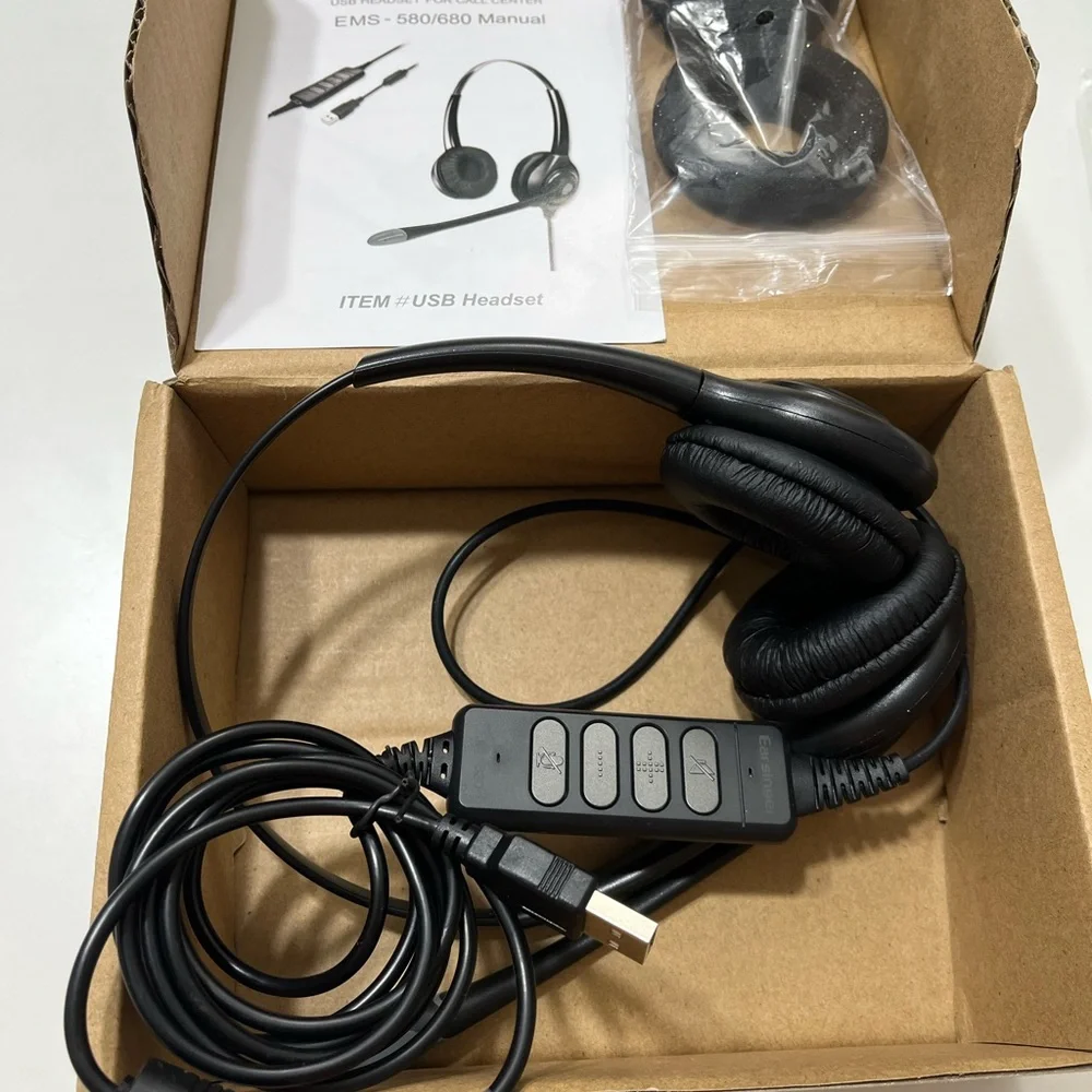 Binaural Black USB Headset (noise canceling microphone) for Office, Call Centers